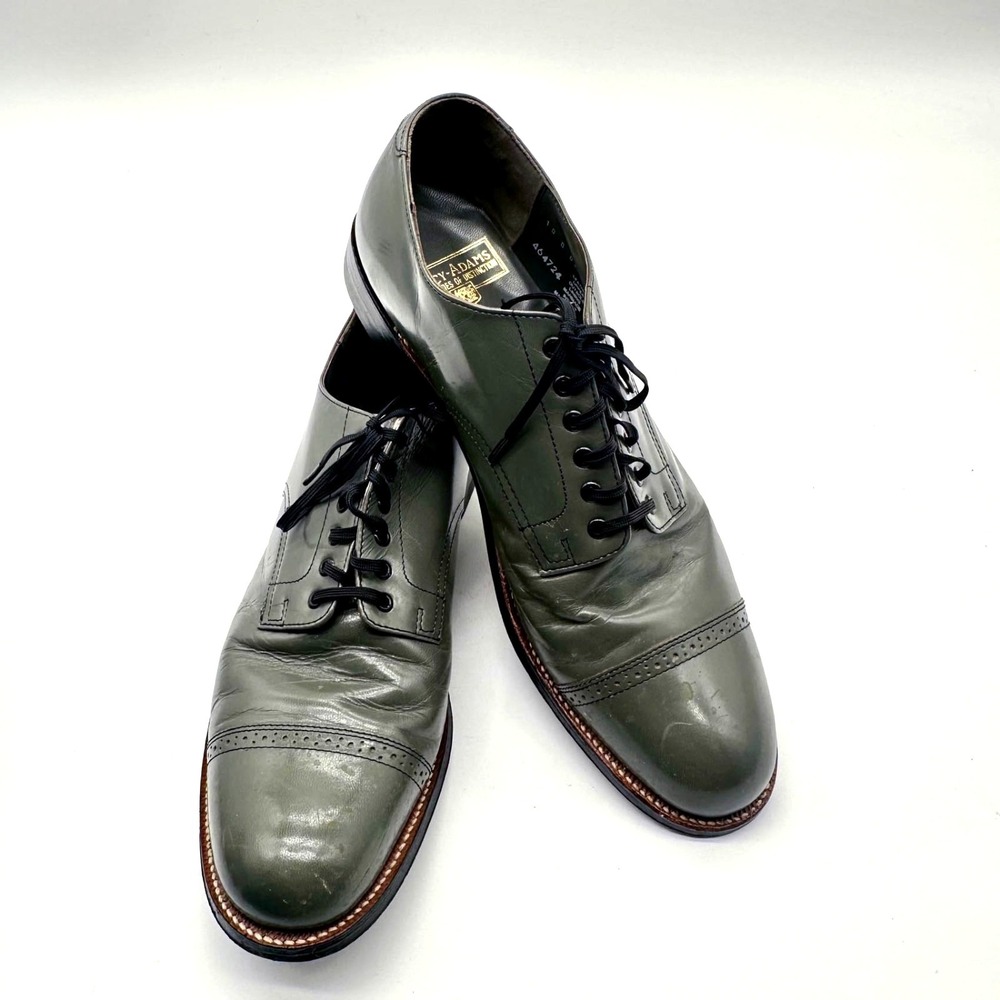 Stacy Adams Dickinson Gray Leather Cap Toe Oxford Shoes Men's Size 10D